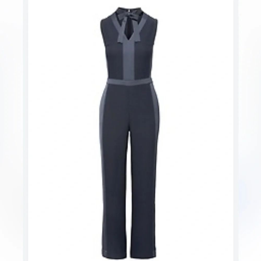 Banana Republic Navy Blue TIE-NECK TUXEDO JUMPSUIT - Picture 2 of 8